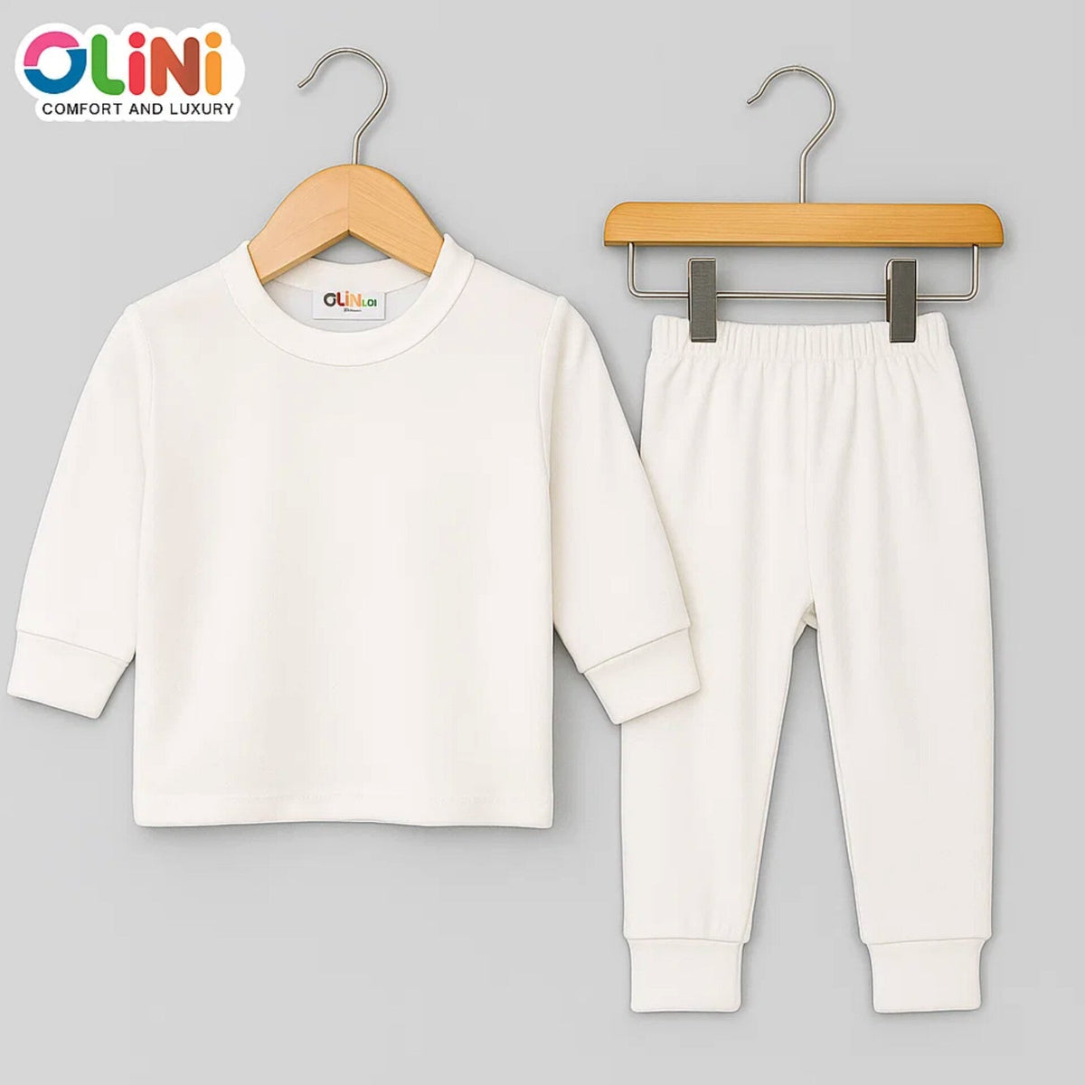 Polyester Viscose Body Warmer Set for Kids - White | 3–24 Months | OLINI