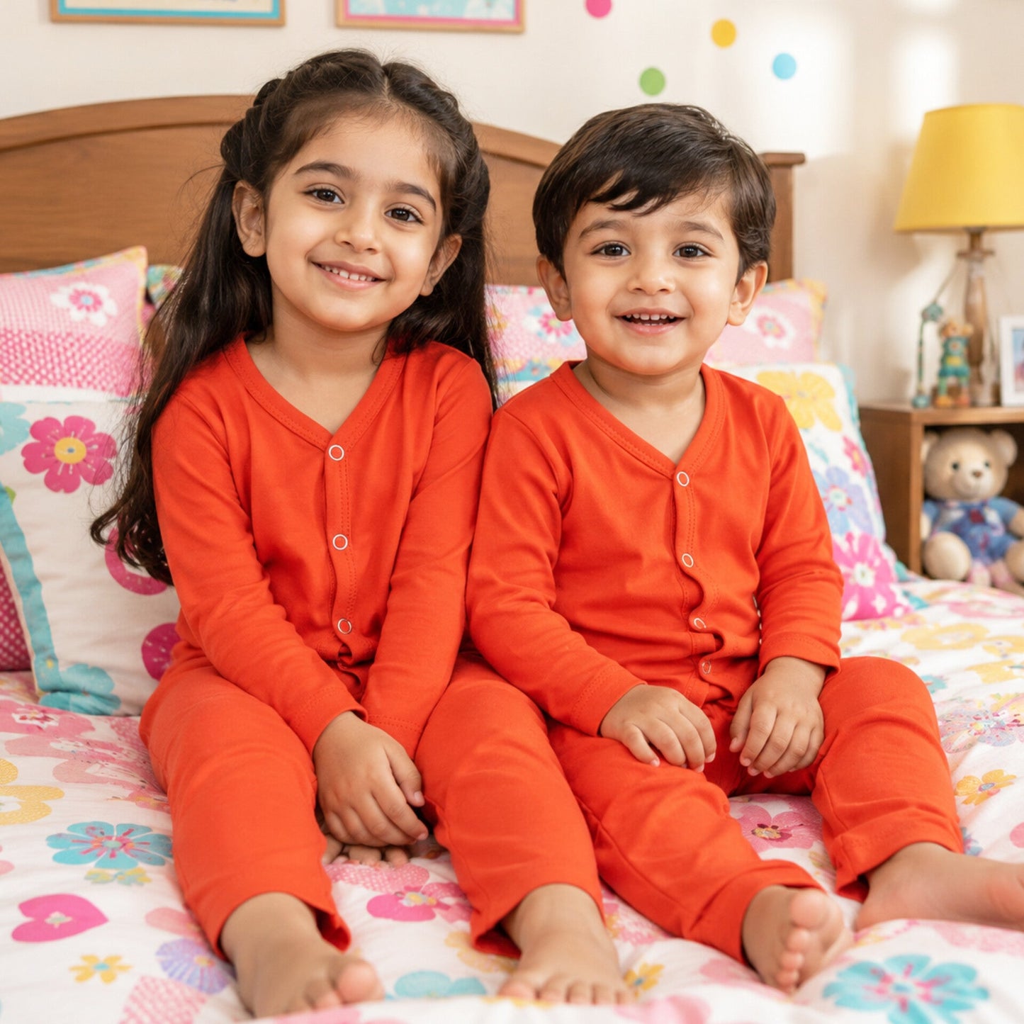 OLINI - Cotton Jersey - Night Suit - Orange - YAM