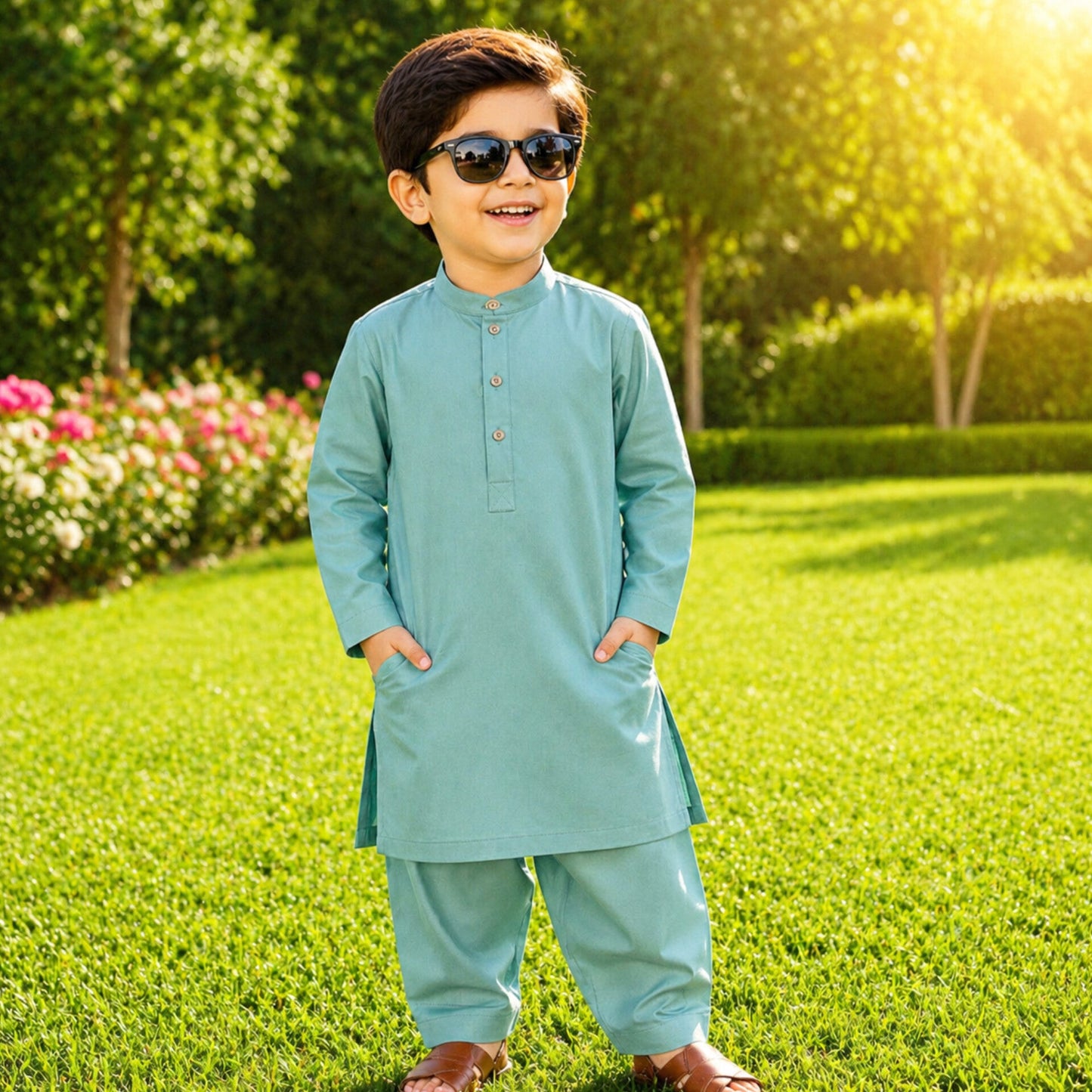 OLINI - Cotton - Kurta Shalwar - Green